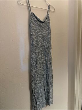 AE Blue Cowl Neck Floral Print Midi Dress